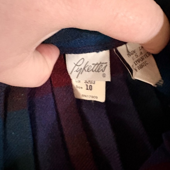 Vintage 70s Wool Blend Pykettes Pleated Plaid Midi Skirt Sz 10 - Picture 3 of 4